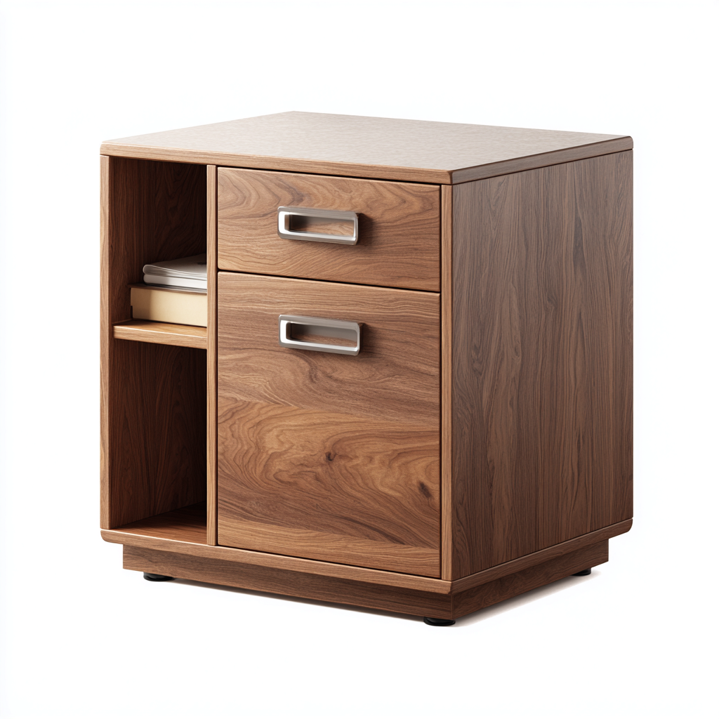 Armoire de bureau bois 50x45x55 cm - Noyer - Rangement moderne fonctionnel-Luxeuply