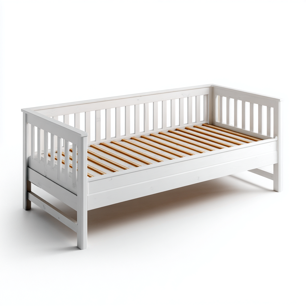 Canapé lit en bois massif 200x90x75 cm - blanc - avec panneaux latéraux et structure à lattes-Luxeuply