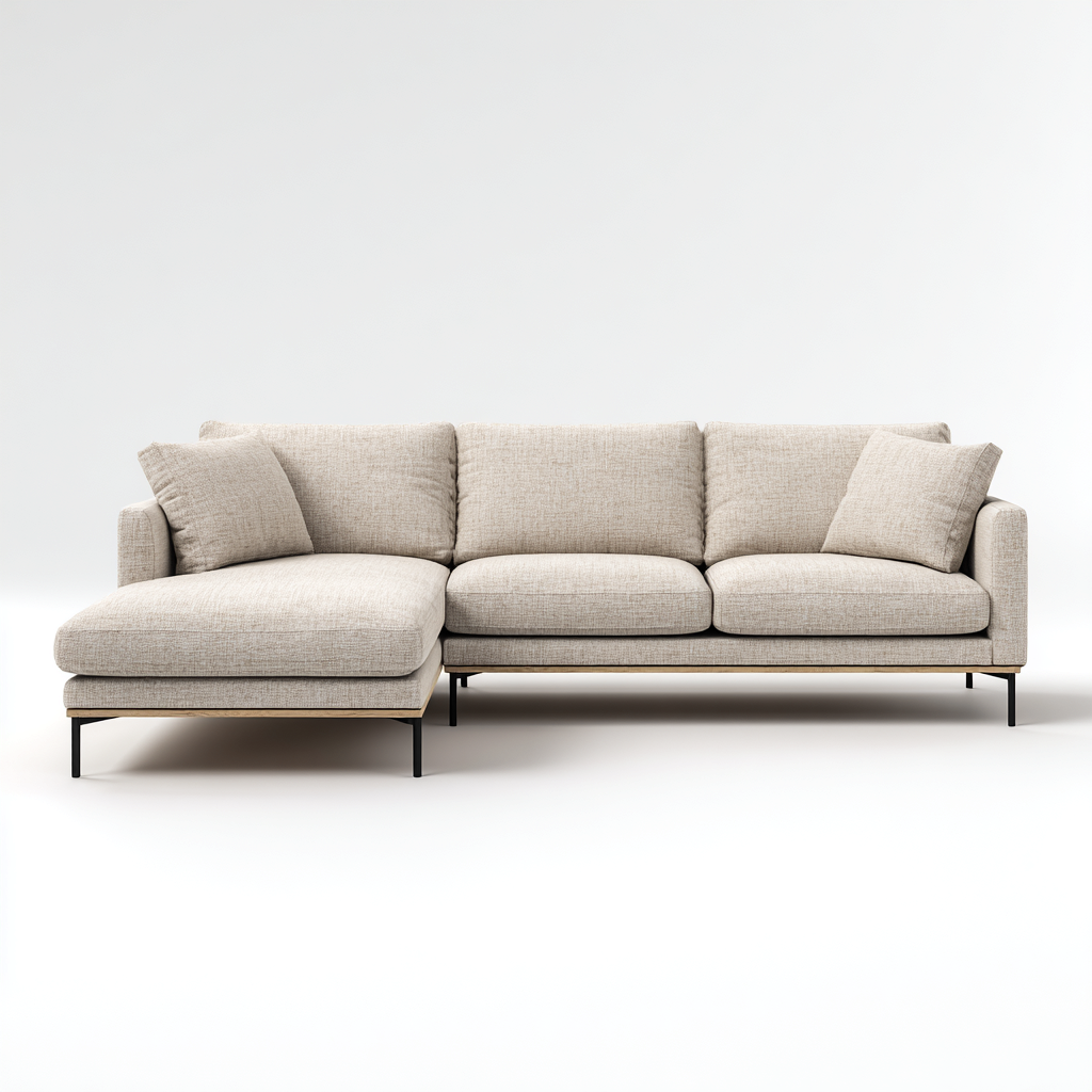 Canapé d'angle tissu rembourré 245x160x85 cm - Beige clair - Design moderne épuré-Luxeuply