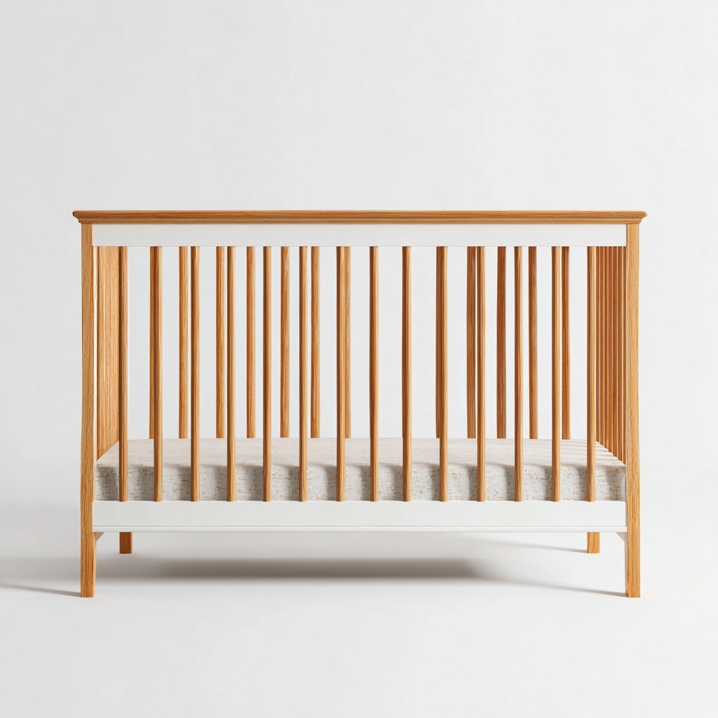 Lit bébé en bois massif 120x60x90 cm - blanc-naturel - avec barreaux et style scandinave-Luxeuply