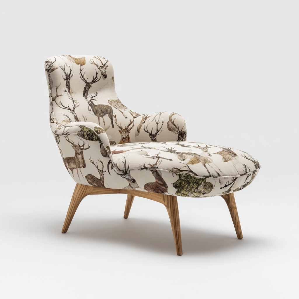 Chaise longue tissu imprimé rembourré 155x80x90 cm - Blanc - Design décoratif contemporain-Luxeuply