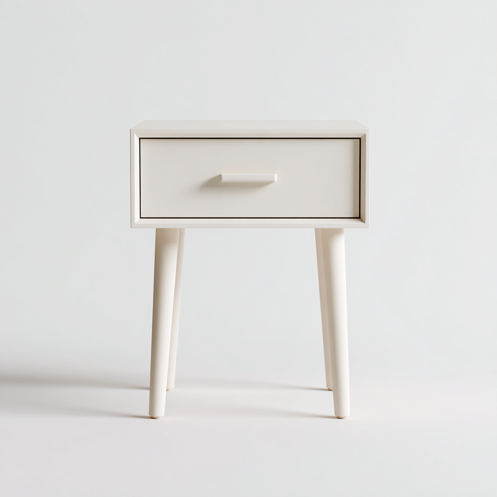 Table de chevet en bois peint 45x35x55 cm - blanc - design minimaliste avec rangement-Luxeuply