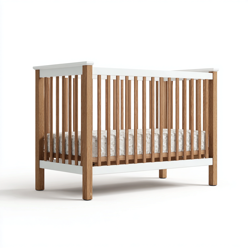 Lit bébé en bois massif 120x60x92 cm - blanc-naturel - avec barreaux et design scandinave-Luxeuply