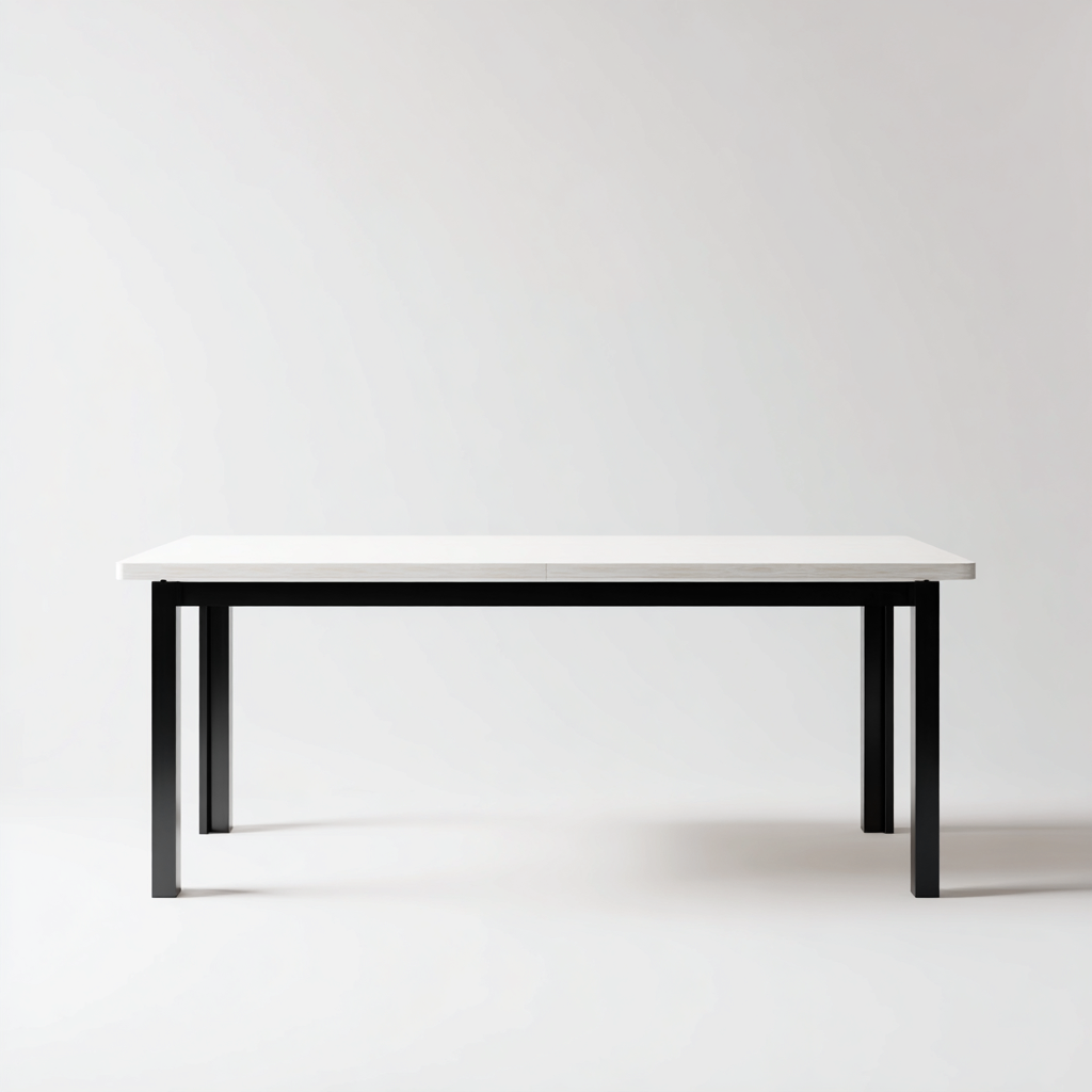 Table à manger rectangulaire plateau blanc 160x80x75 cm - blanc - pieds noirs - design minimaliste pour salle à manger-Luxeuply