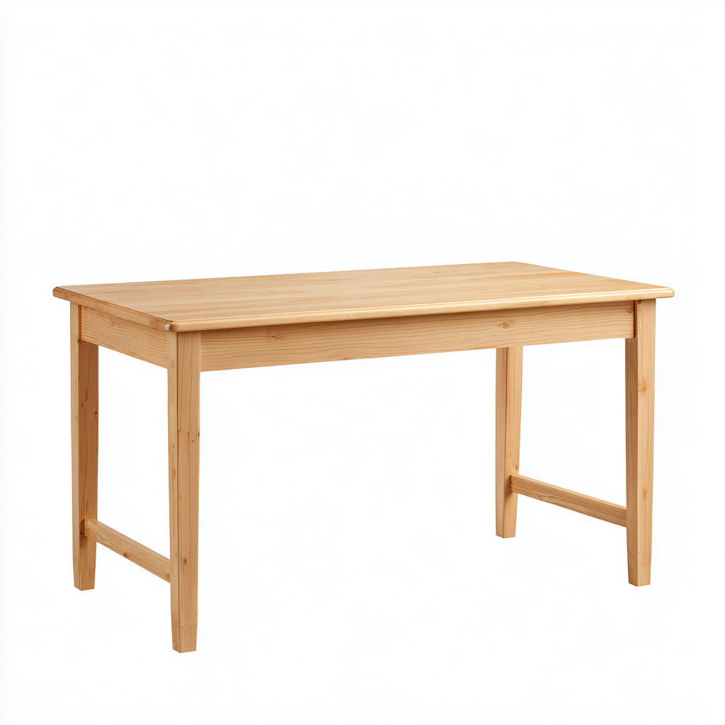 Bureau en bois massif - plateau rectangulaire 120x60x75 cm - bois clair - style fonctionnel-Luxeuply