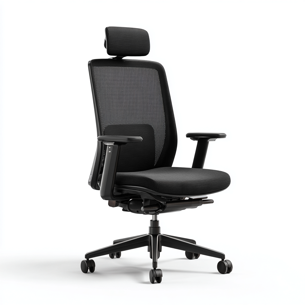 Chaise de bureau ergonomique tissu respirant métal 65x65x118 cm - Noir - Soutien réglable-Luxeuply