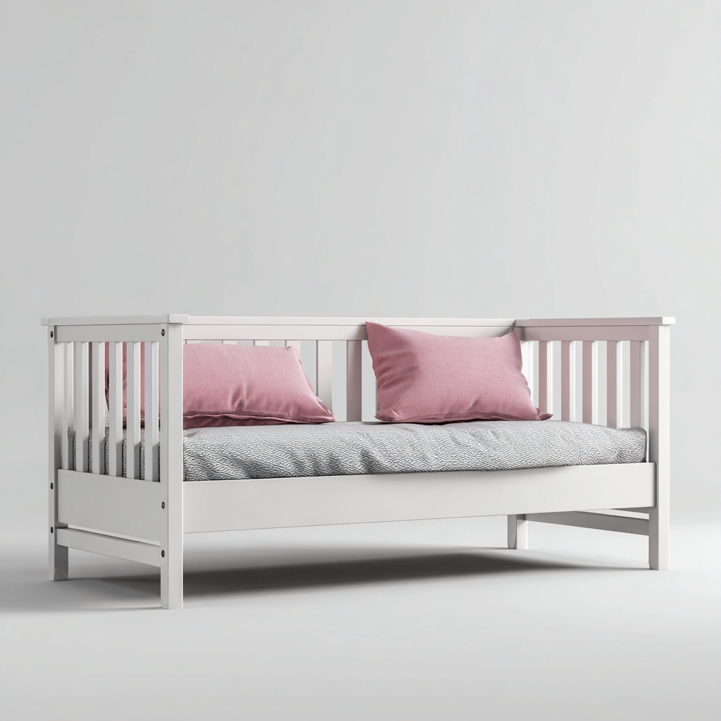 Canapé lit en bois massif 190x90x75 cm - blanc - avec barrières latérales et style épuré-Luxeuply