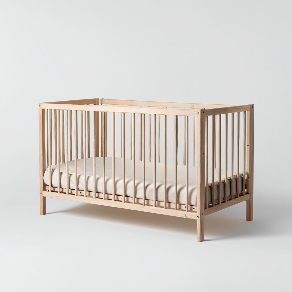 Lit bébé meuble de couchage bois massif 120x60x85 cm - Bois naturel - Design moderne avec barreaux-Luxeuply