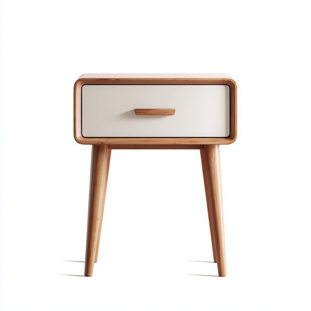 Table de chevet meuble de rangement bois 40x35x50 cm - Bois naturel-Blanc - Design scandinave avec tiroir-Luxeuply