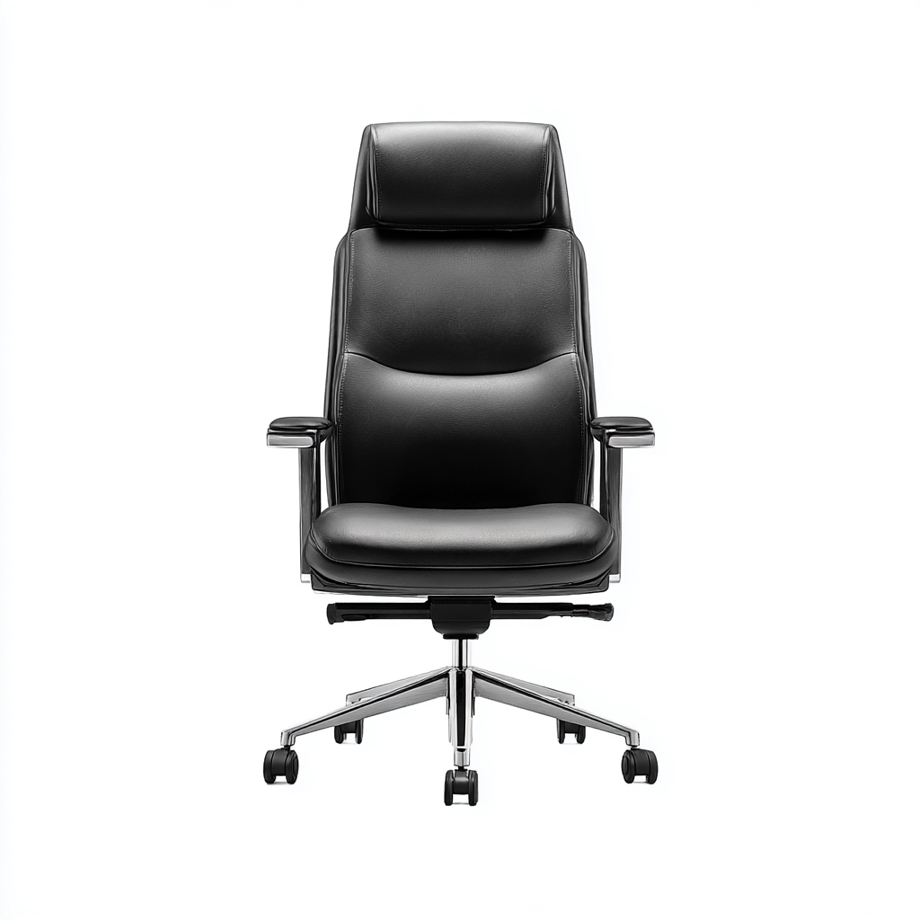 Chaise de bureau direction cuir rembourré métal 68x68x120 cm - Noir - Confort ergonomique-Luxeuply