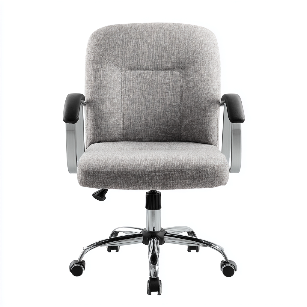 Chaise de bureau - revêtement textile et structure métal - 62x64x98 cm - gris clair - design ergonomique moderne-Luxeuply