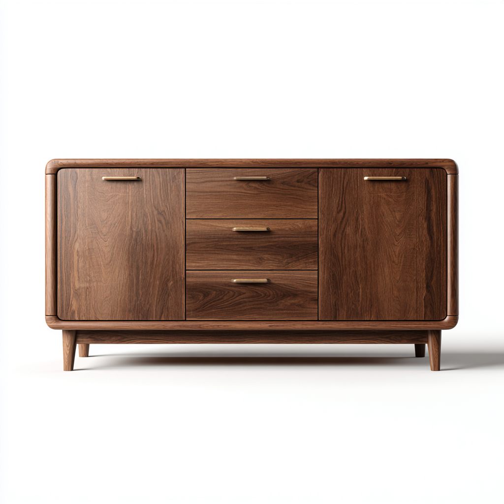 Buffet de rangement en bois 180x45x75 cm - bois noyer - design moderne pour salle à manger-Luxeuply