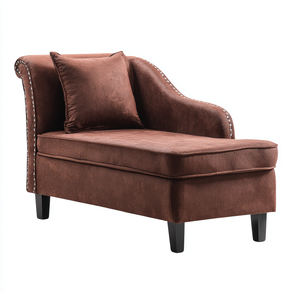 Chaise longue - tissu rembourré - 148x62x78 cm - marron - style classique-Luxeuply