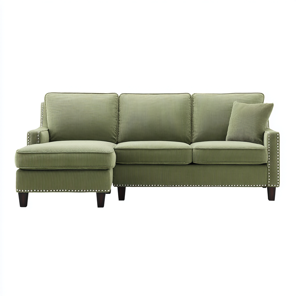 Canapé d'angle tissu rembourré 235x155x90 cm - Vert - Design classique confortable-Luxeuply