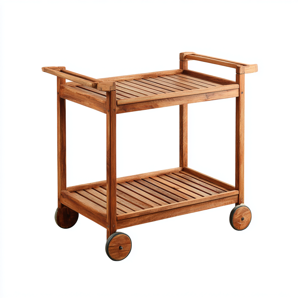 Desserte chariot en bois massif 80x45x85 cm - Marron - Design extérieur avec roulettes-Luxeuply