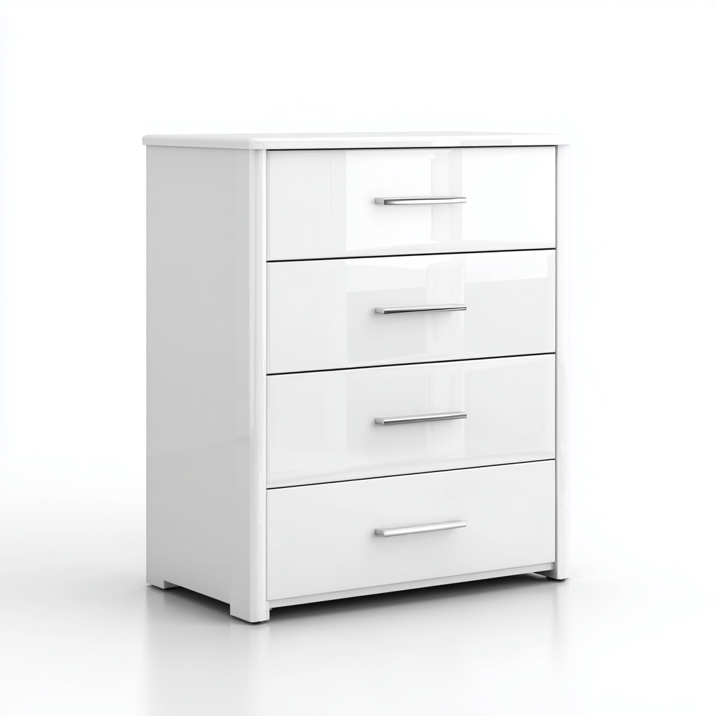Commode - panneau synthétique finition brillante 70x40x90 cm - blanc - design moderne compact-Luxeuply