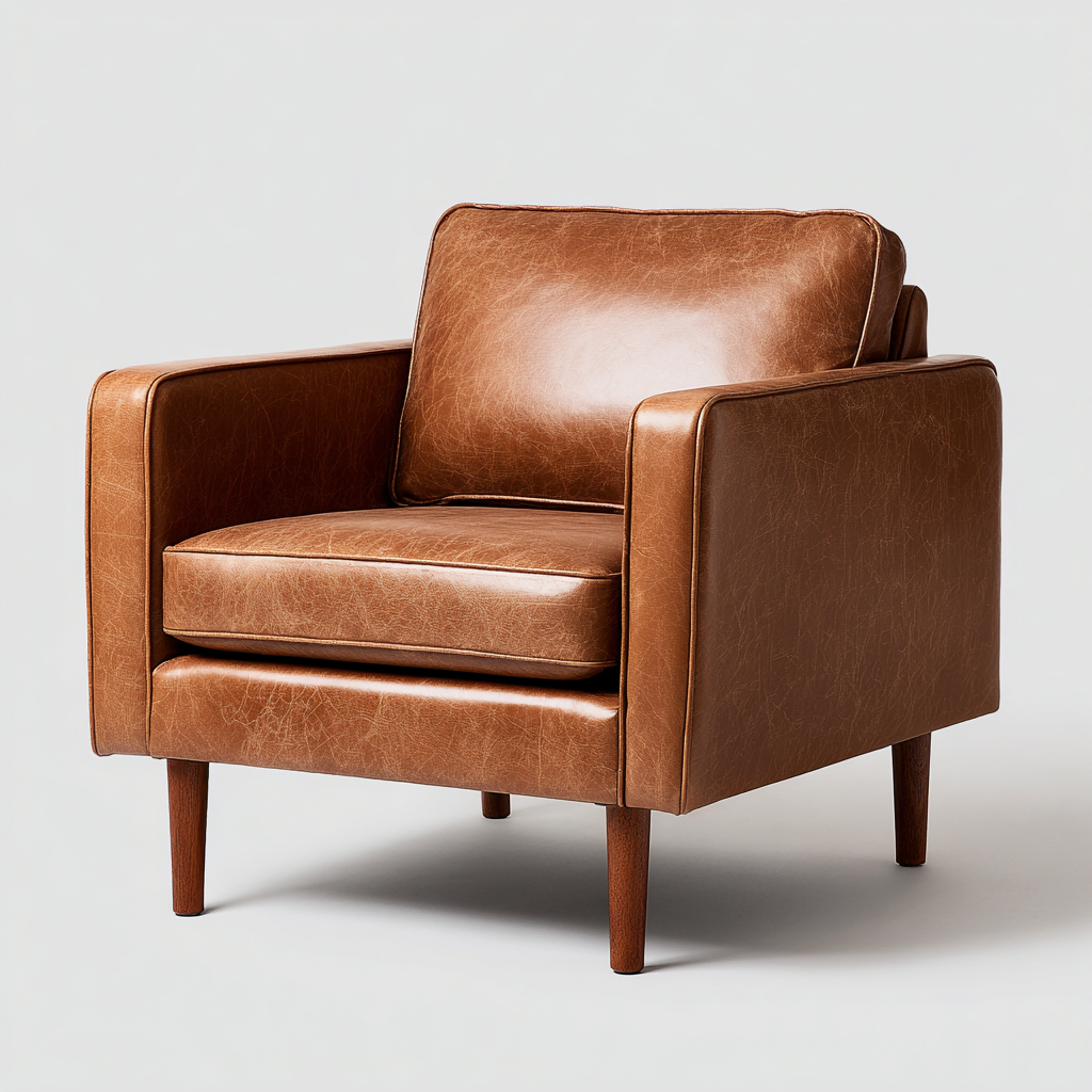 Fauteuil cuir bois 76x78x82 cm - Marron - Design moderne confortable-Luxeuply