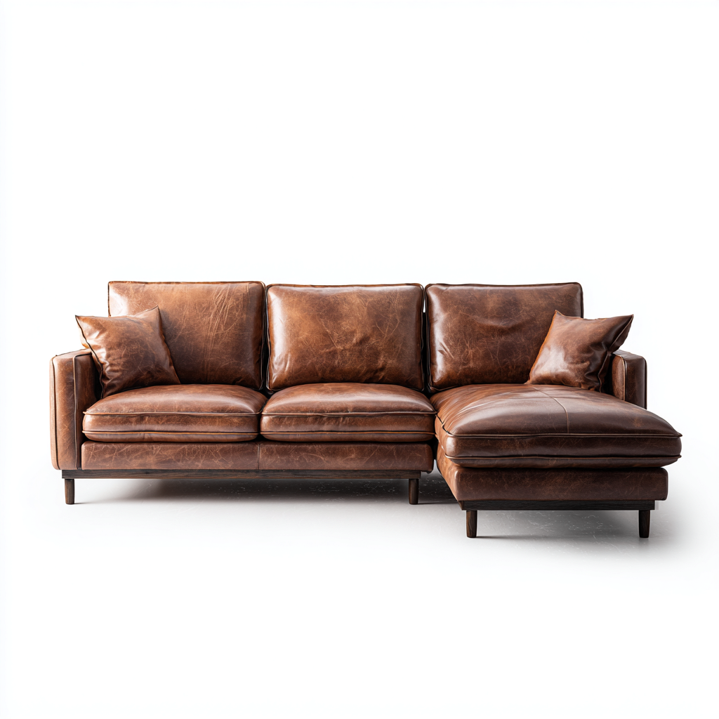 Canapé d'angle - cuir véritable - 250x165x88 cm - marron foncé - style contemporain-Luxeuply