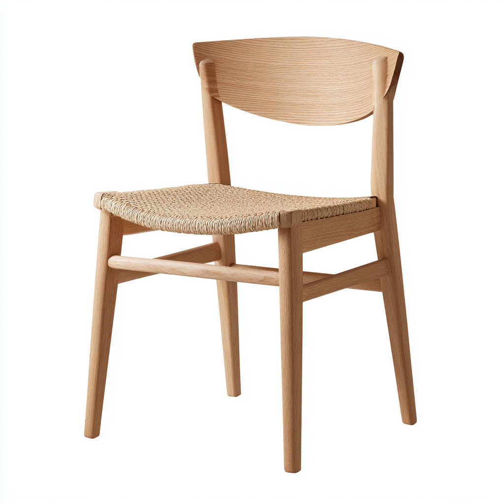 Chaise de salle à manger en bois avec assise tressée 45x50x83 cm - bois clair - design naturel pour salle à manger-Luxeuply