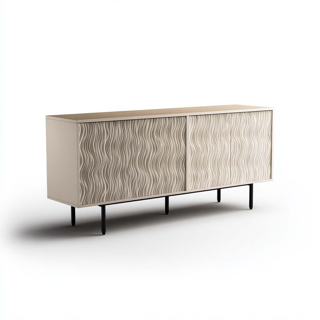 Buffet de rangement en bois 200x45x80 cm - beige - design moderne pour salle à manger-Luxeuply