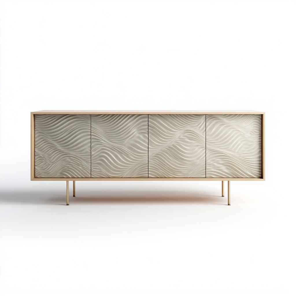 Buffet de rangement en bois 200x45x80 cm - beige et bois - design moderne pour salle à manger-Luxeuply