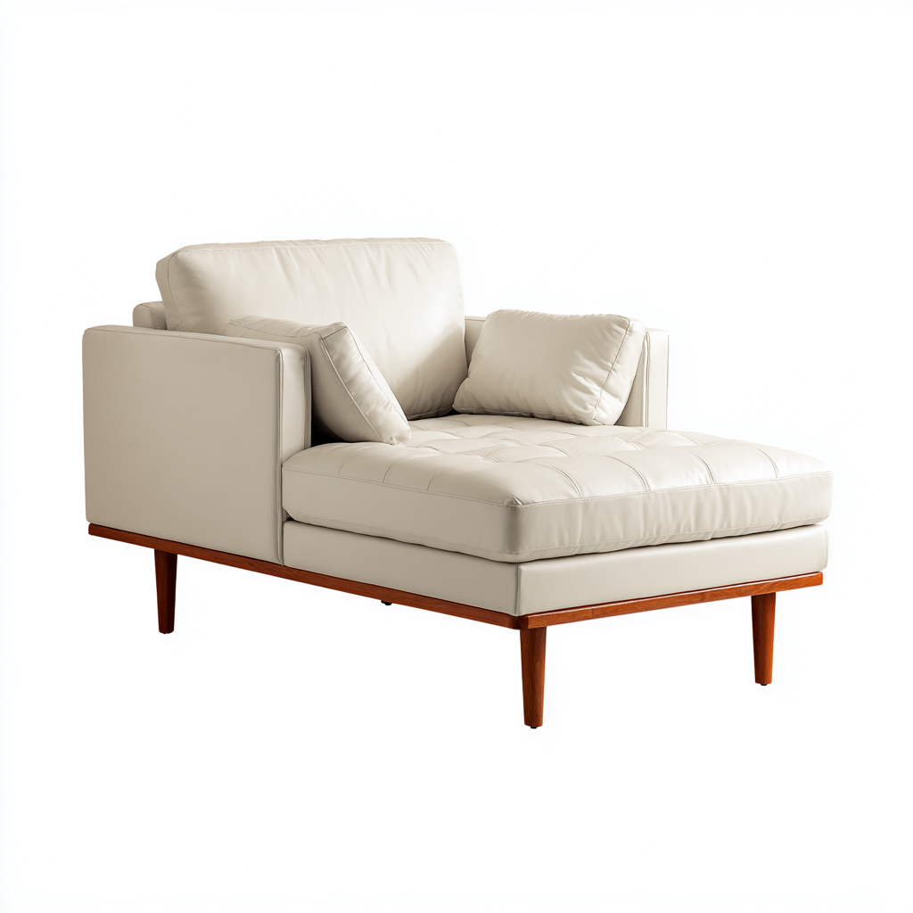 Chaise longue revêtement cuir synthétique rembourré 165x80x85 cm - Blanc - Design moderne détente-Luxeuply