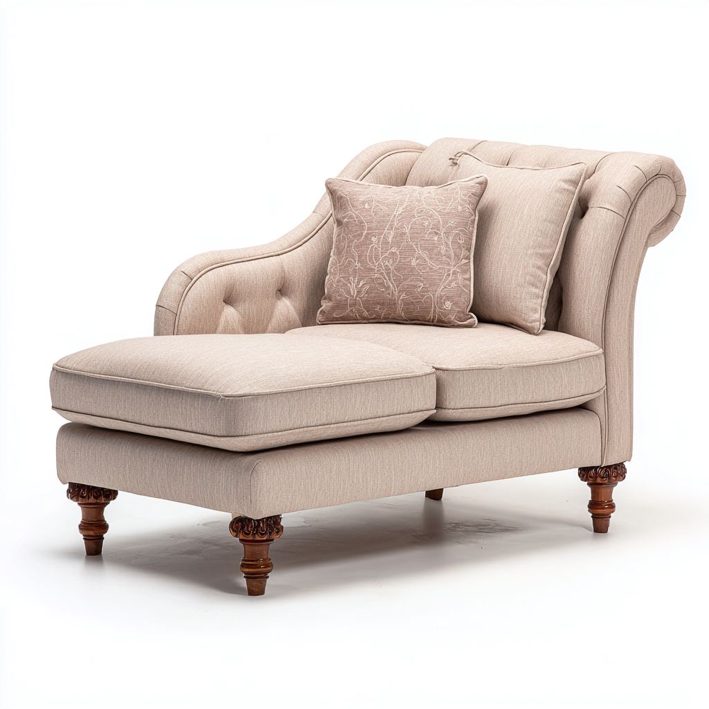 Chaise longue - tissu rembourré - 155x70x82 cm - beige - style classique-Luxeuply