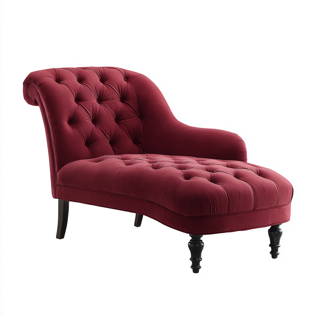 Chaise longue - velours rembourré - 160x72x85 cm - rouge foncé - style classique-Luxeuply