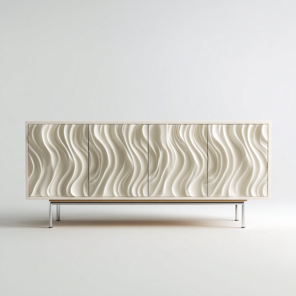 Buffet de rangement en bois 220x45x80 cm - beige - design moderne pour salle à manger-Luxeuply