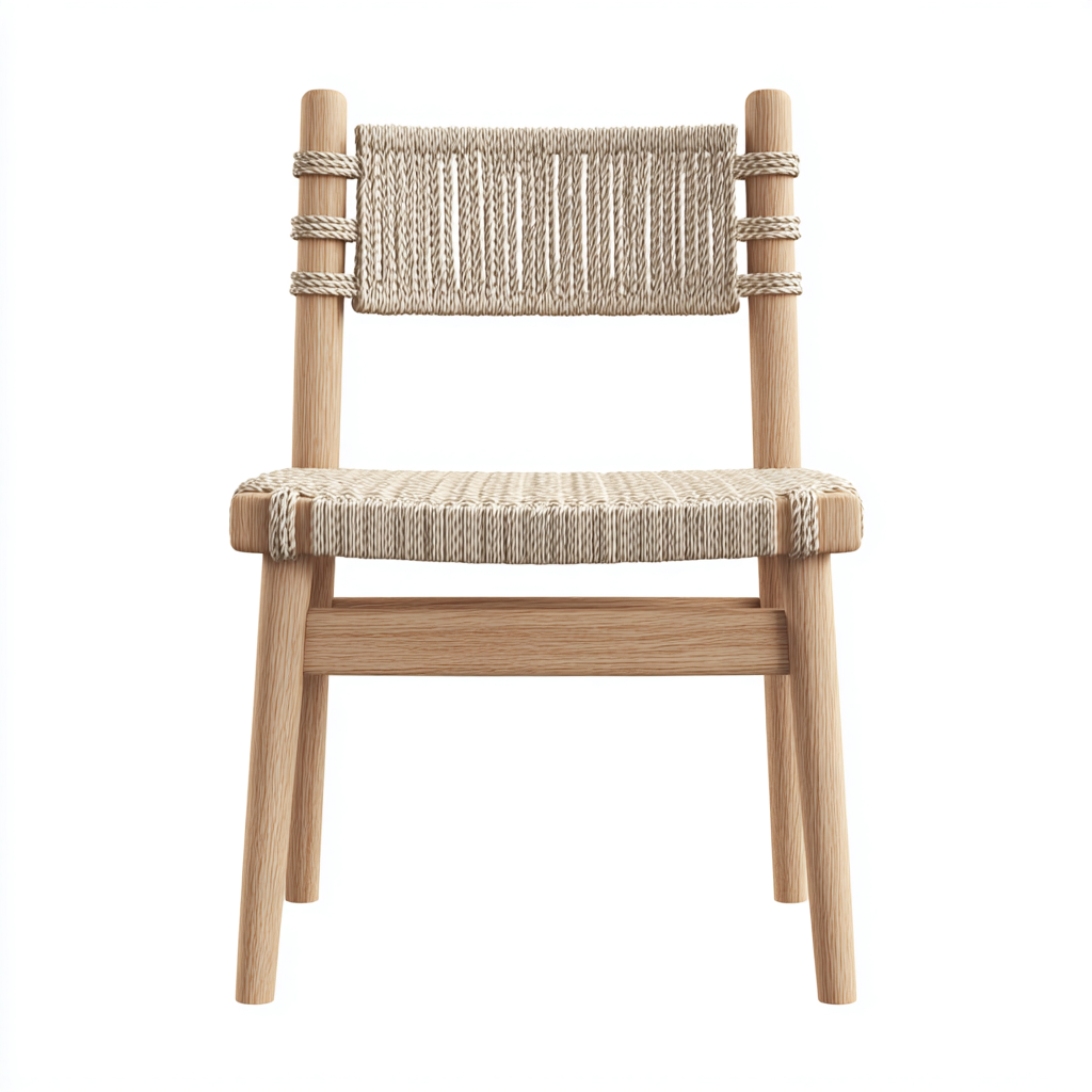 Chaise de salle à manger en bois et corde 45x50x80 cm - bois clair - style naturel pour salle à manger-Luxeuply