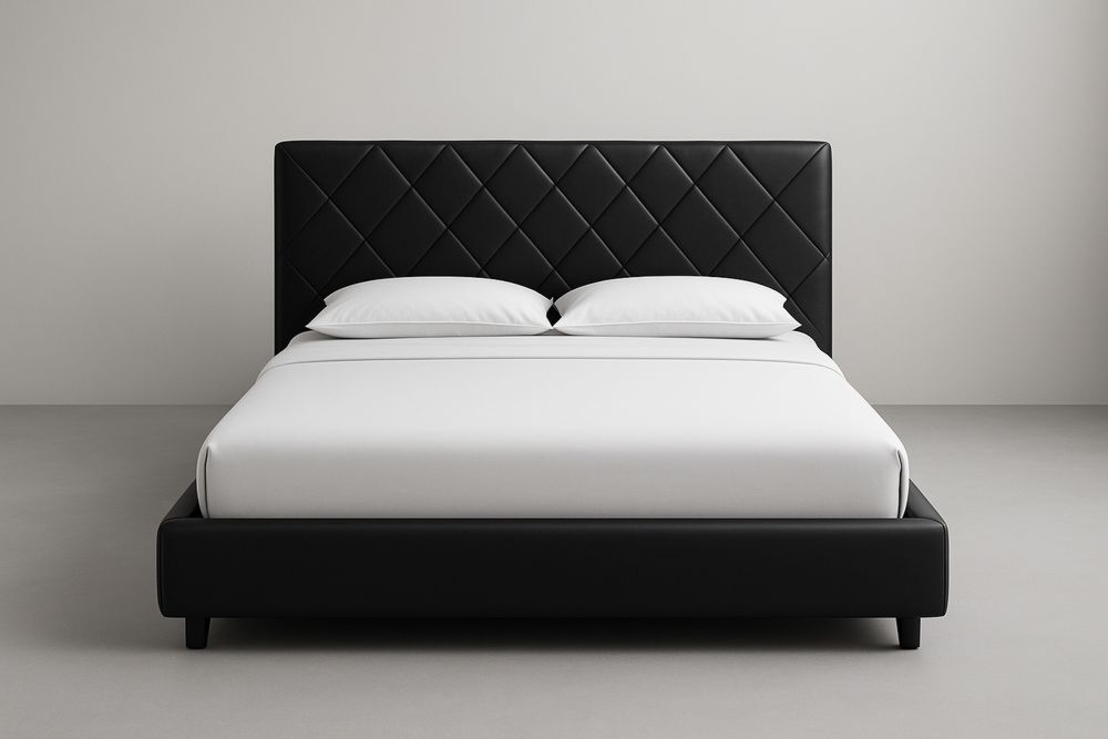 Łóżko tapicerowane ze skóry ekologicznej czarne 200x160×100 cm