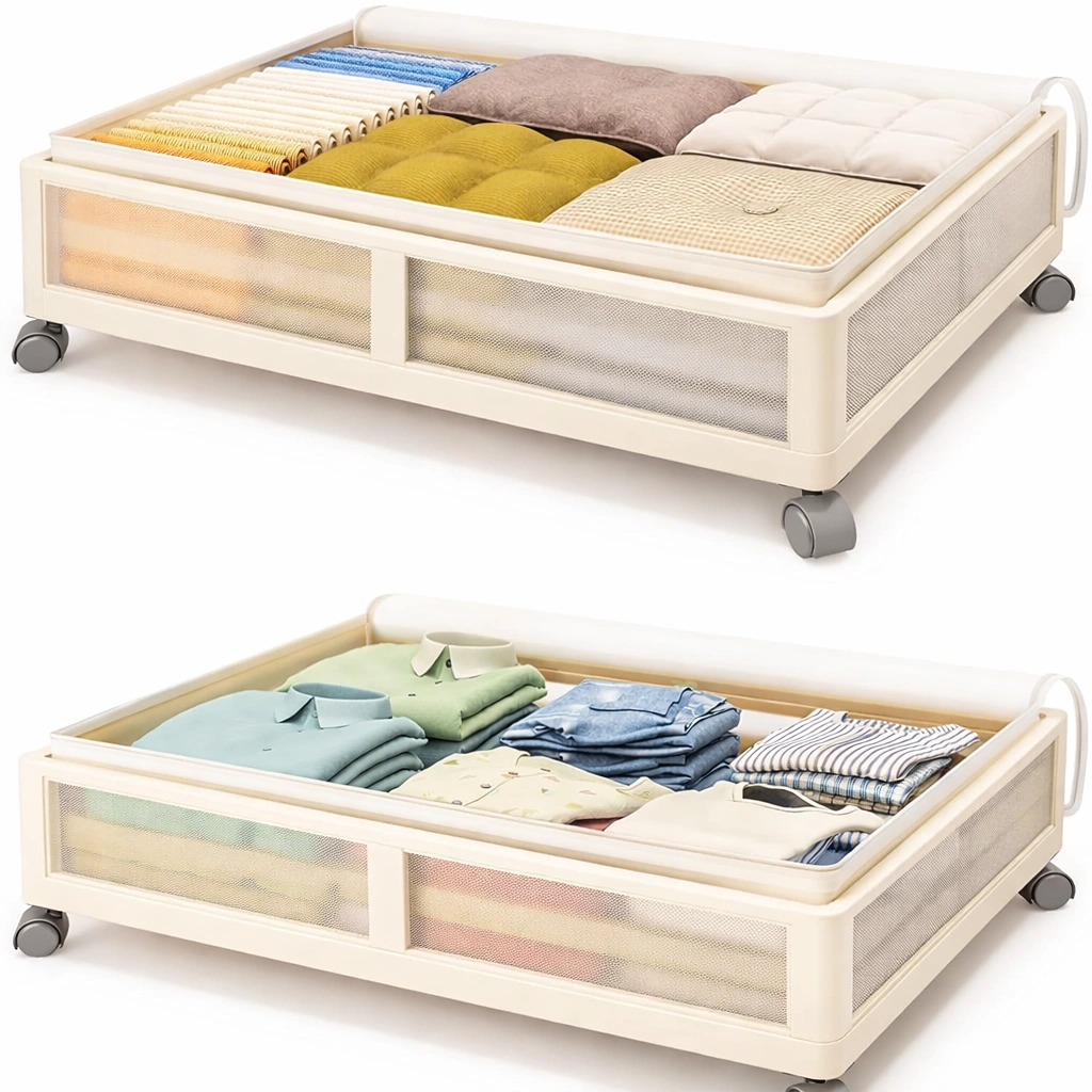 Boite rangement sous lit avec roulettes-Lumtriva