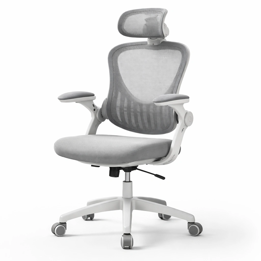 Chaise bureau ergonomique gris moderne-Lumtriva