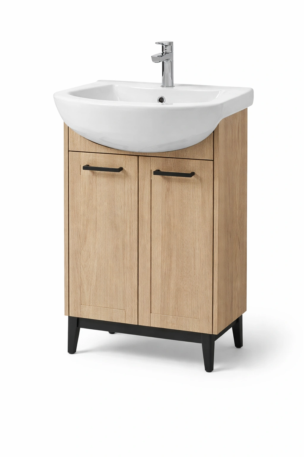 Meuble lavabo salle de bain compact bois clair-Lumtriva