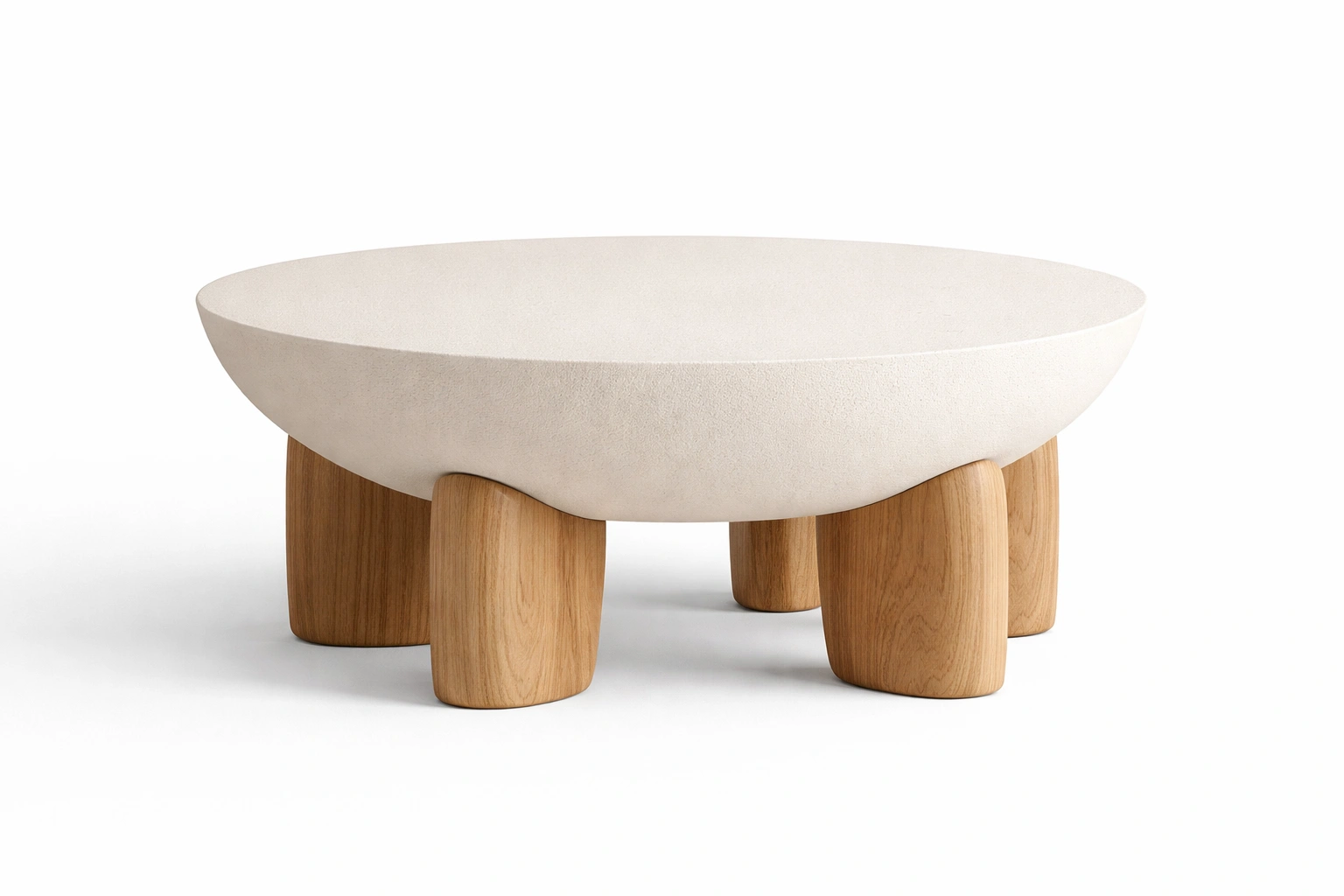 Table basse design organique pierre et bois-Lumtriva