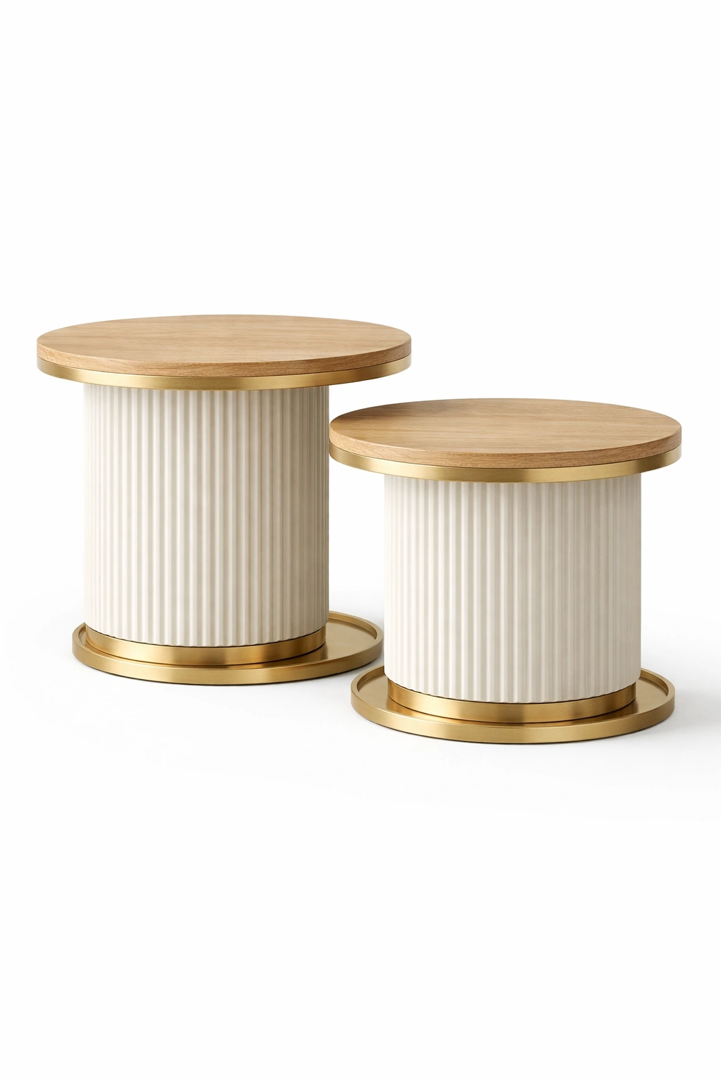 Tables gigognes cylindriques moderne bois clair-Lumtriva