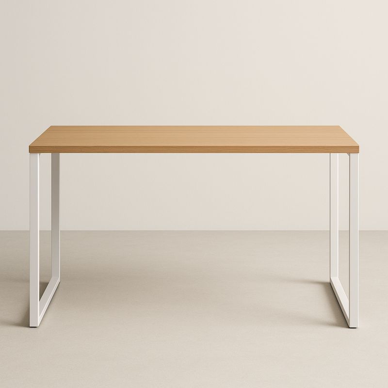 Stół biurowy prostokątny 120x60 cm dąb bielony stalowe nogi biały