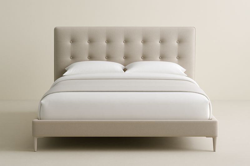 Łóżko tapicerowane poliester beżowy 200x160x110 cm