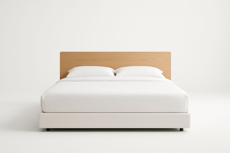 Łóżko podwójne 160×200 cm z obiciem z tkaniny bawełnianej, stalową ramą i wezgłowiem MDF