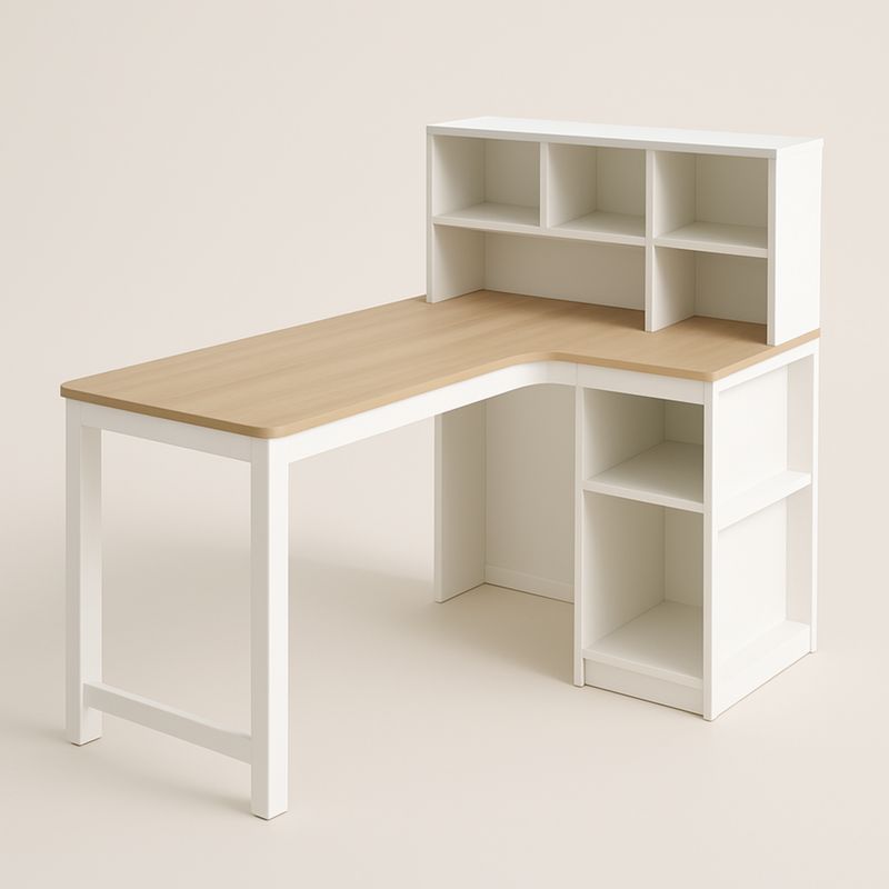 Biurko narożne z półkami biały/dębowy 120x120x75 cm