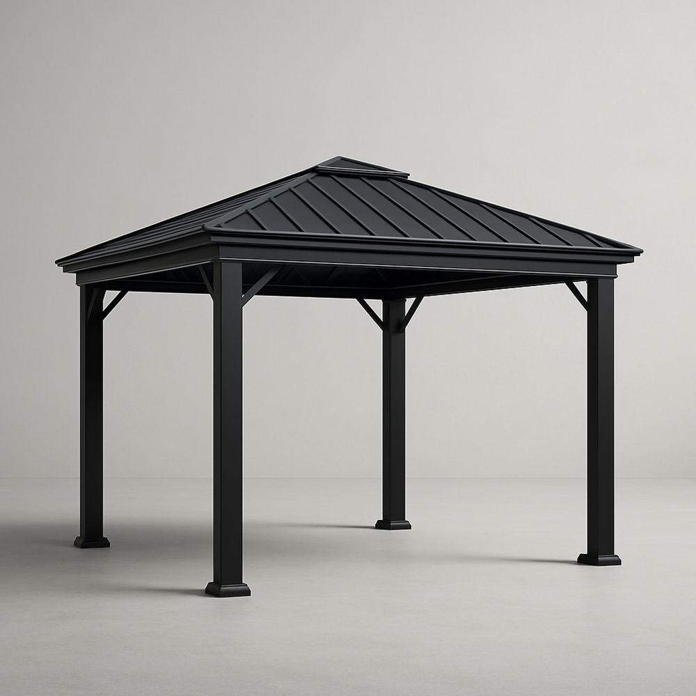 Altana metalowa 3x3 m czarna z dachem ze stali cynkowanej