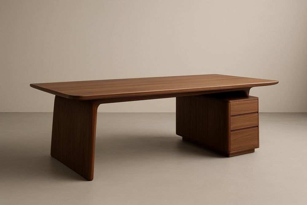 Biurko prostokątne z drewna orzechowego 200x100×75 cm