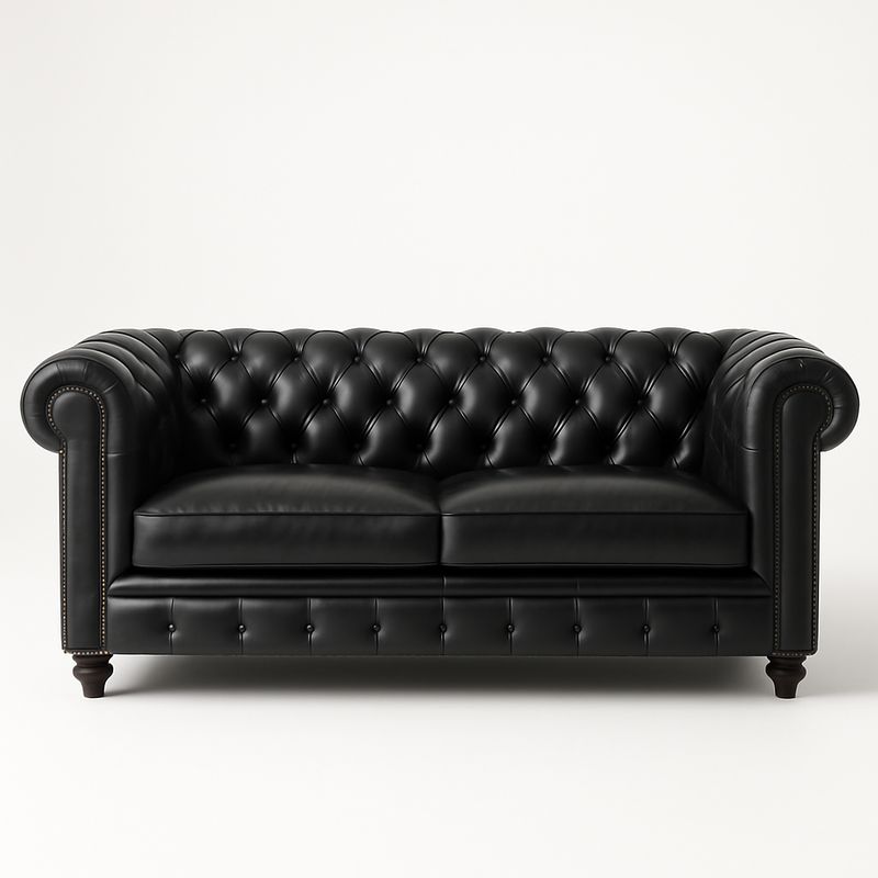 3-osobowa skórzana sofa Chesterfield czarna