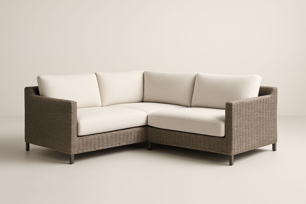 Narożna sofa rattanowa 150cm x 150cm x 75cm Beżowy