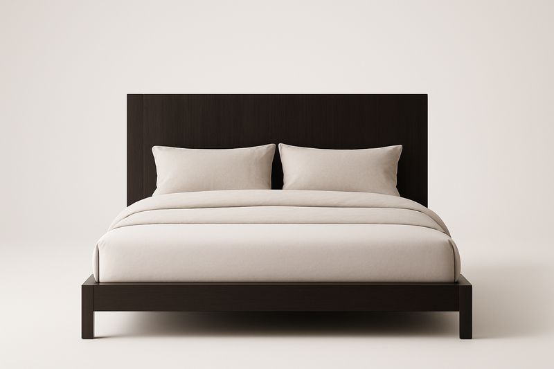 Łóżko podwójne 160×200 cm z MDF z fornirem dębowym i litego drewna sosnowego, ciemnobrązowo-kremowe, wymaga montażu