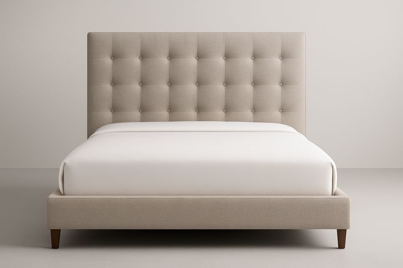 Łóżko tapicerowane z tkaniny poliestrowej beżowe 200x160 cm