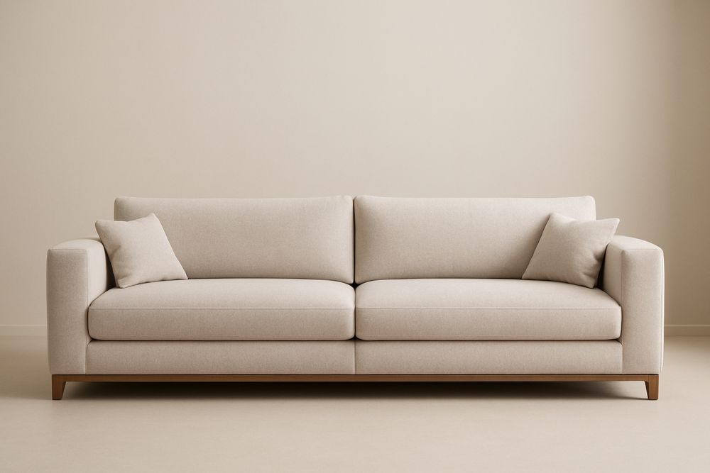 Sofa dwuosobowa poliester Drewno Beż 210 cm