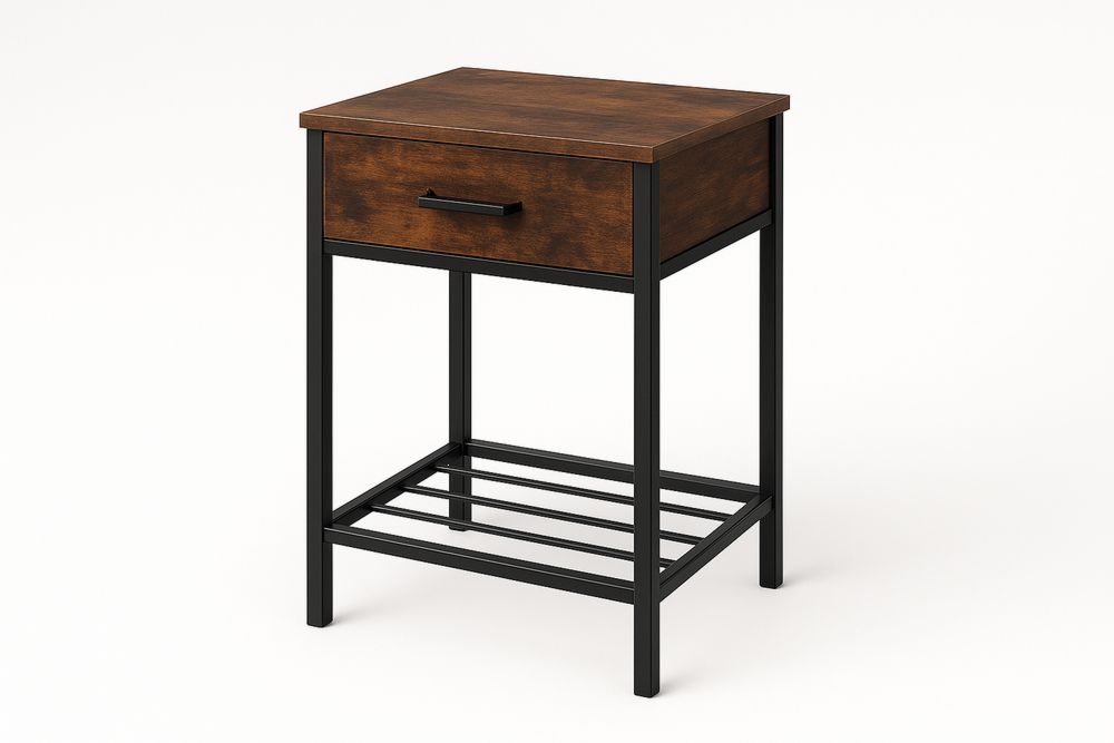 Stolik nocny stalowy z szufladą