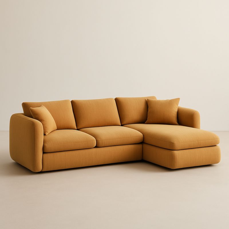 Narożna kanapa z tkaniny pomarańczowa