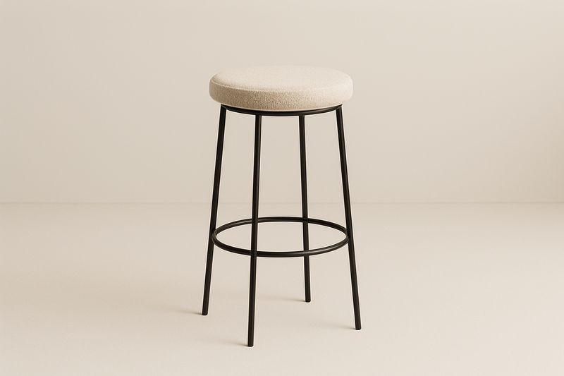 Stołek Barowy Metalowy z Tapicerowanym Siedziskiem